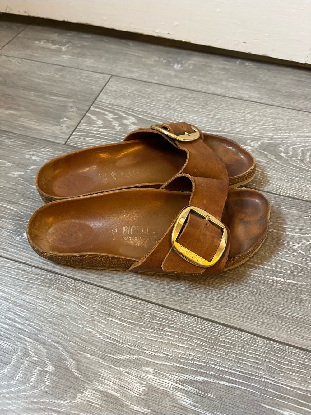 Birkenstock Madrid Big Buckle sandals in cognac oiled leather Size 40 / W 9-9.5 - Picture 3 of 9